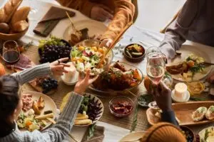 People eating at a table.