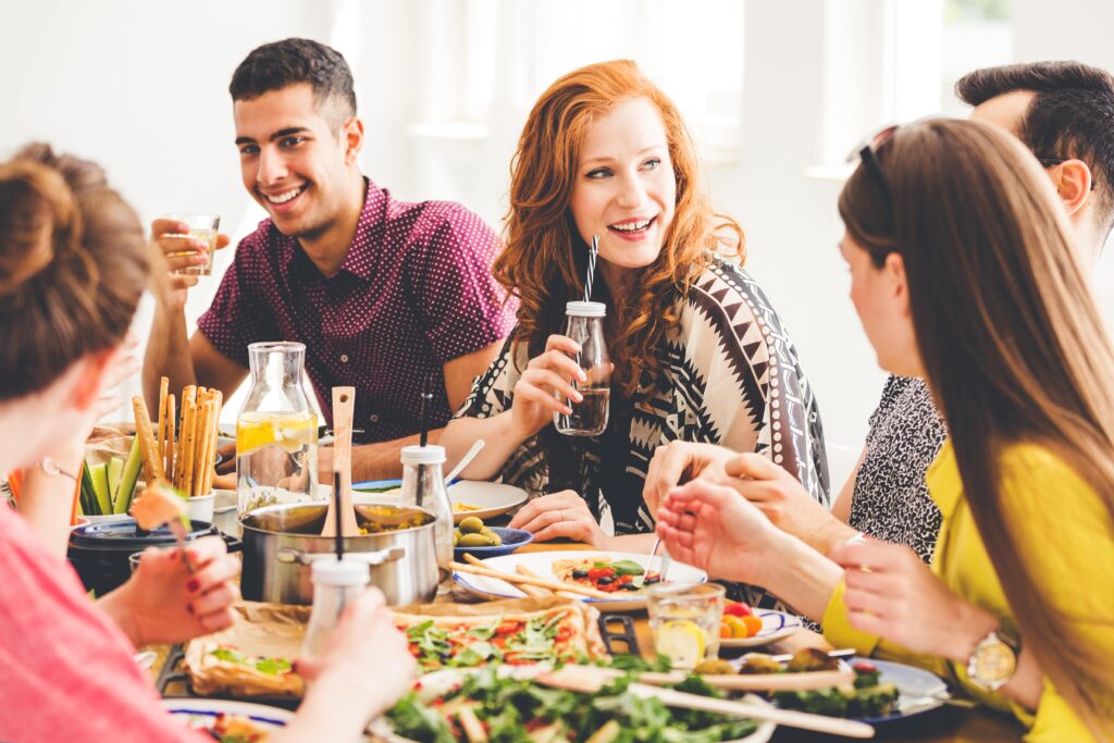 People eating at a table.