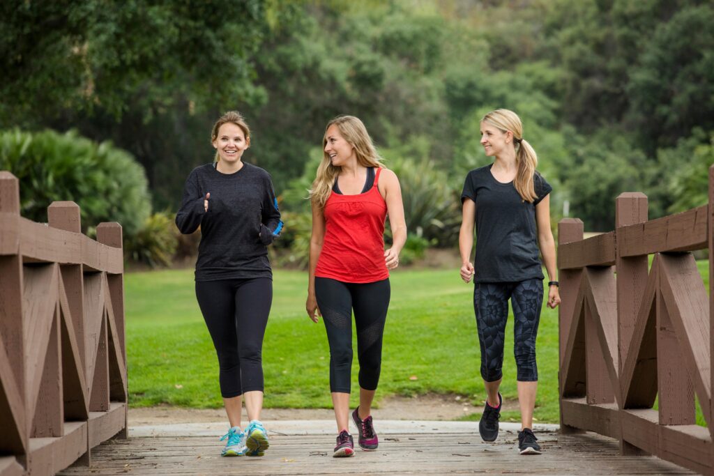Three women walking.
